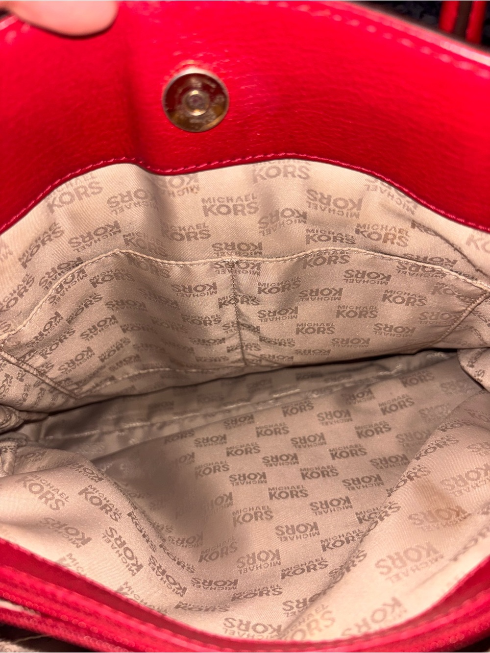Michael Kors Red Studded Leather Tote Bag with Shoulder Strap - Picture 10 of 12